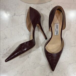 Jimmy Choo Dark Brown Croc-Embossed Heels size 40/9